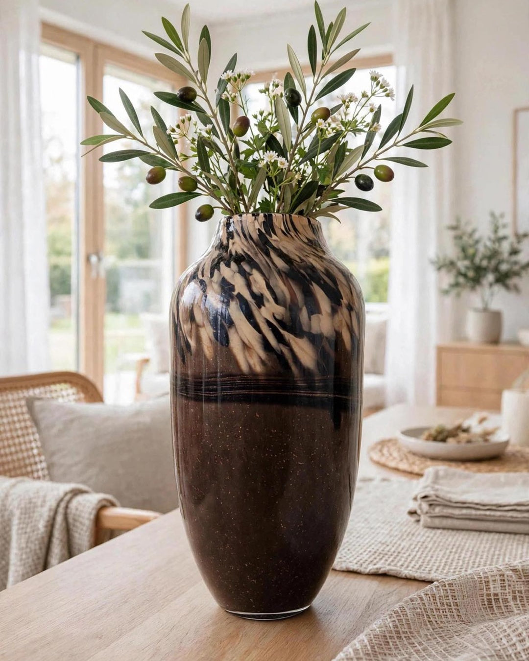 ARTHEMES Terra - Brown Marbled Art Glass Vase