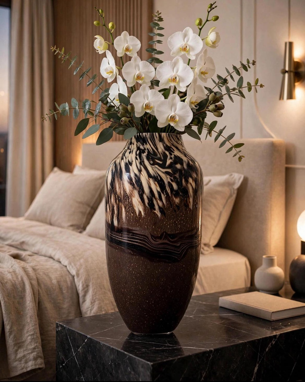 ARTHEMES Terra - Brown Marbled Art Glass Vase