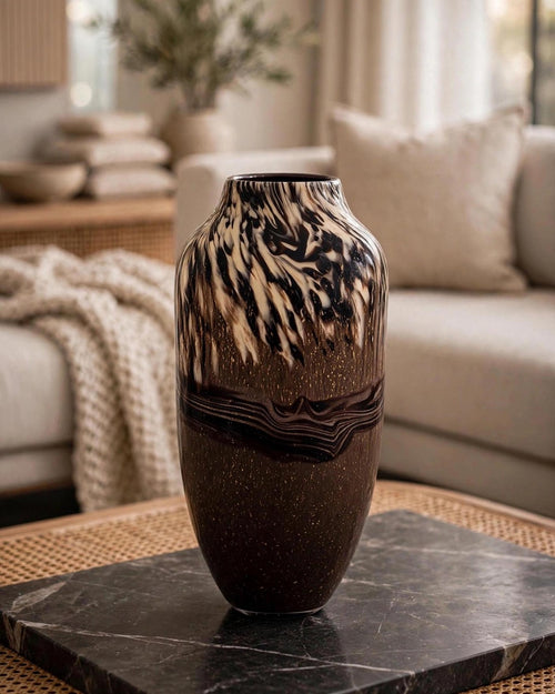 ARTHEMES Terra - Brown Marbled Art Glass Vase