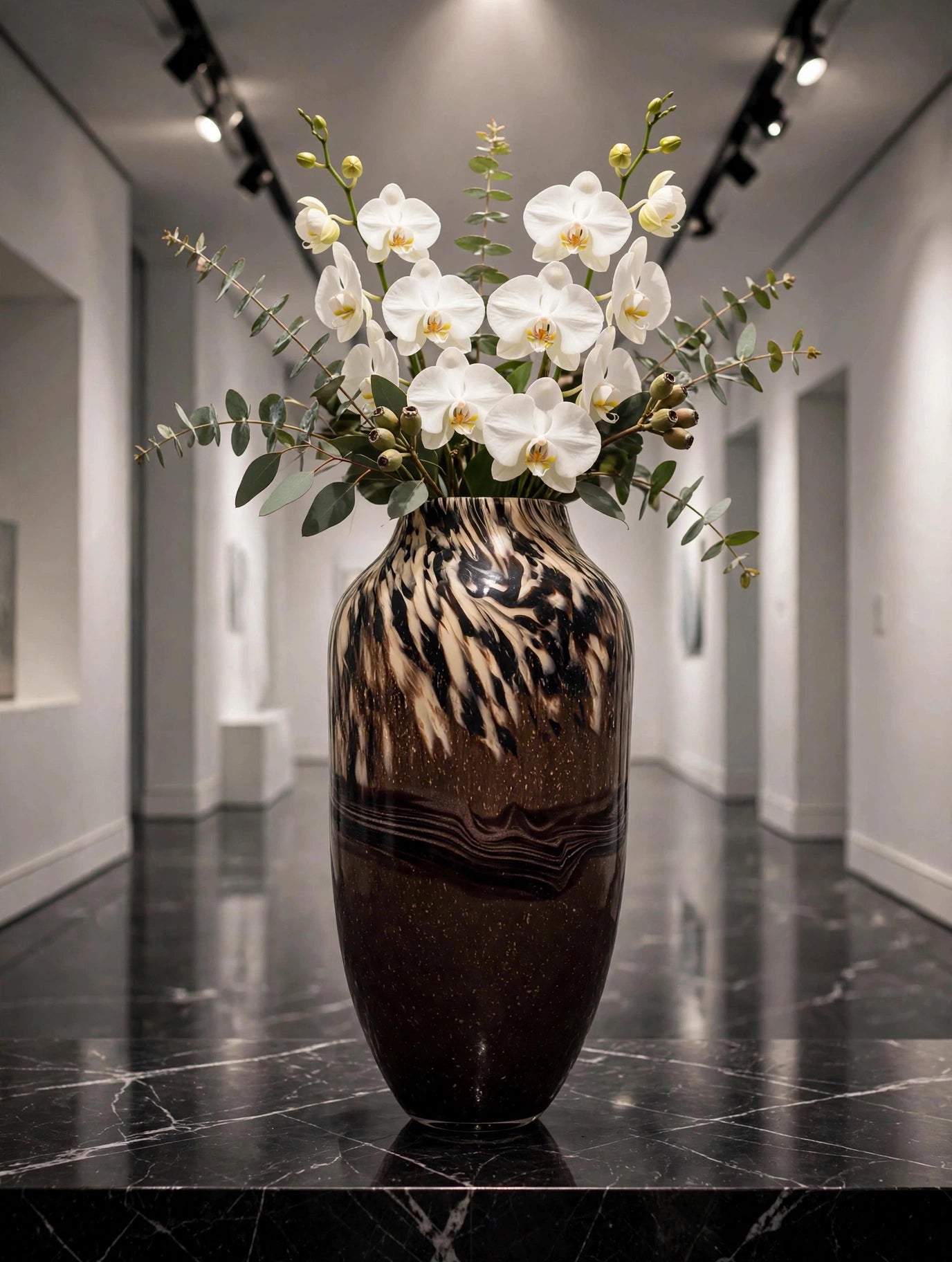 ARTHEMES Terra - Brown Marbled Art Glass Vase