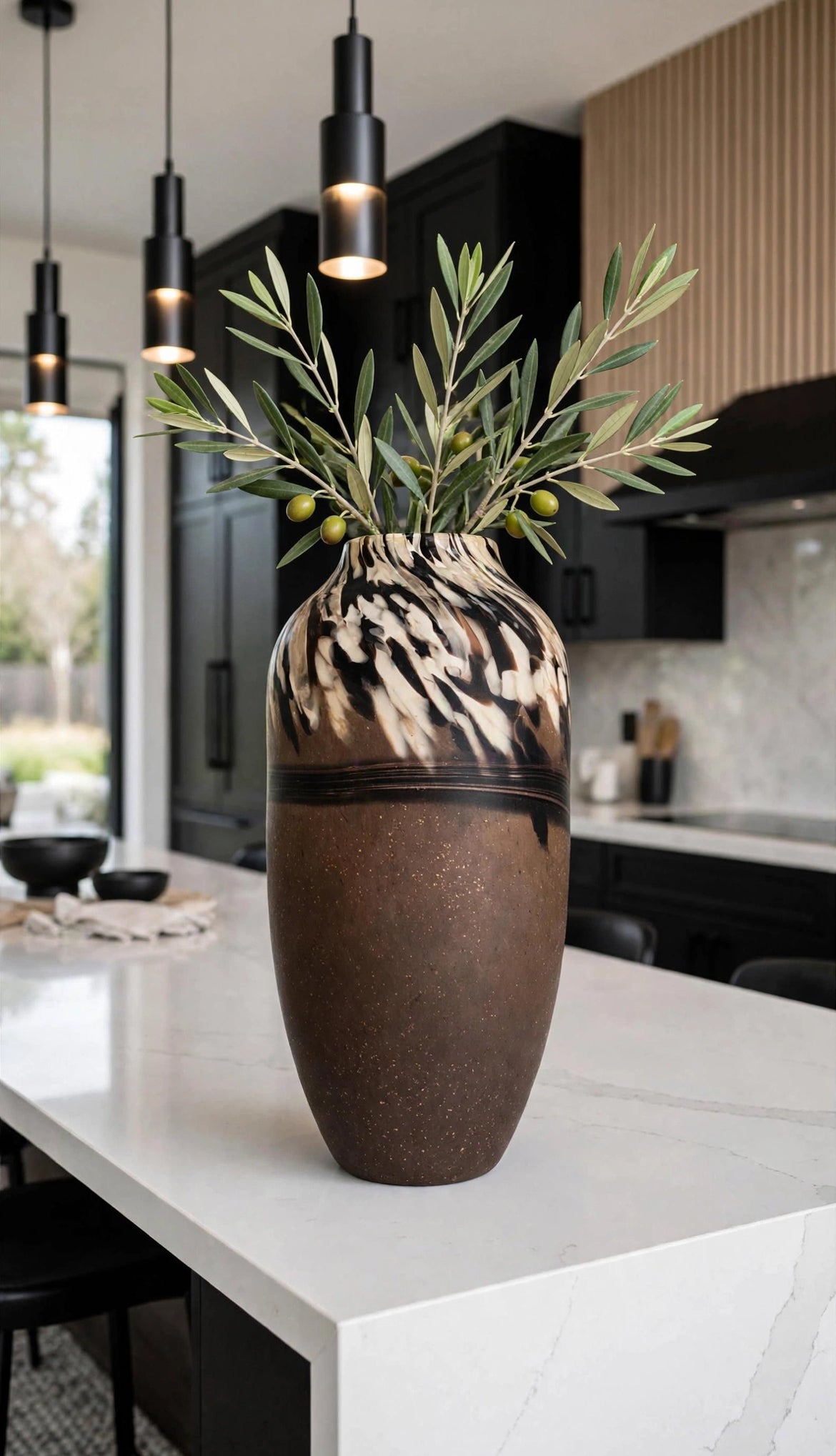 ARTHEMES Terra - Brown Marbled Art Glass Vase