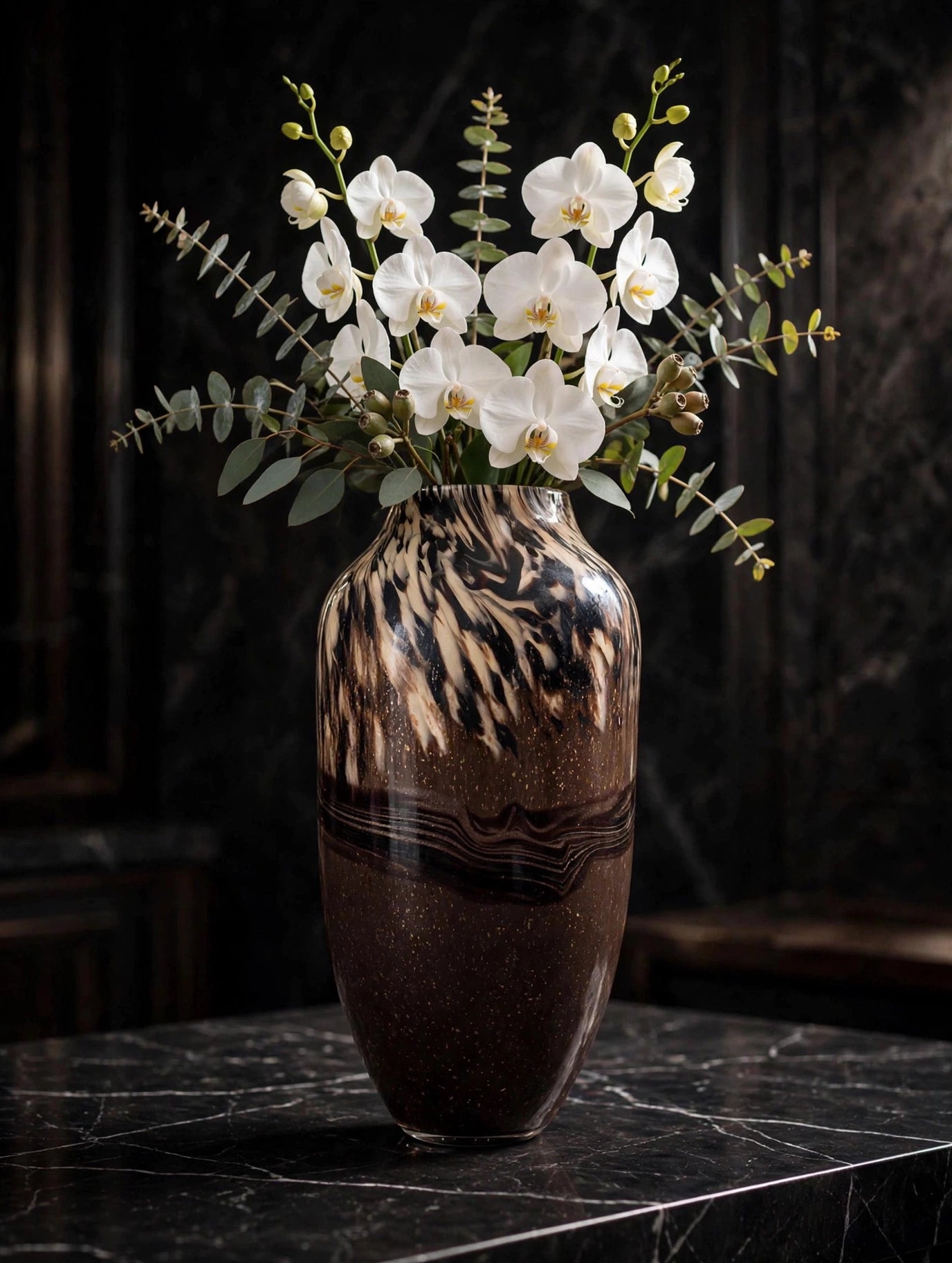 ARTHEMES Terra - Brown Marbled Art Glass Vase