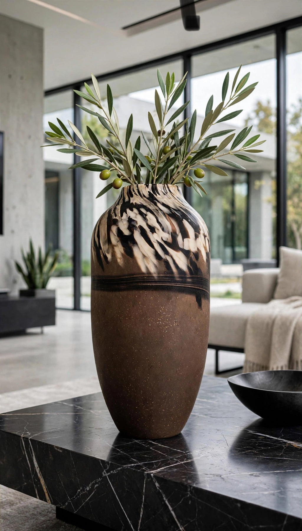 ARTHEMES Terra - Brown Marbled Art Glass Vase