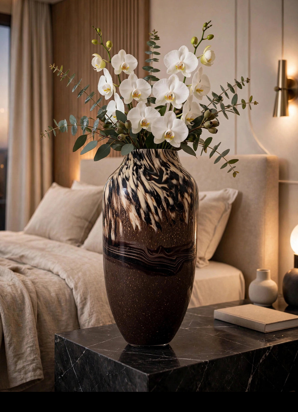 ARTHEMES Terra - Brown Marbled Art Glass Vase